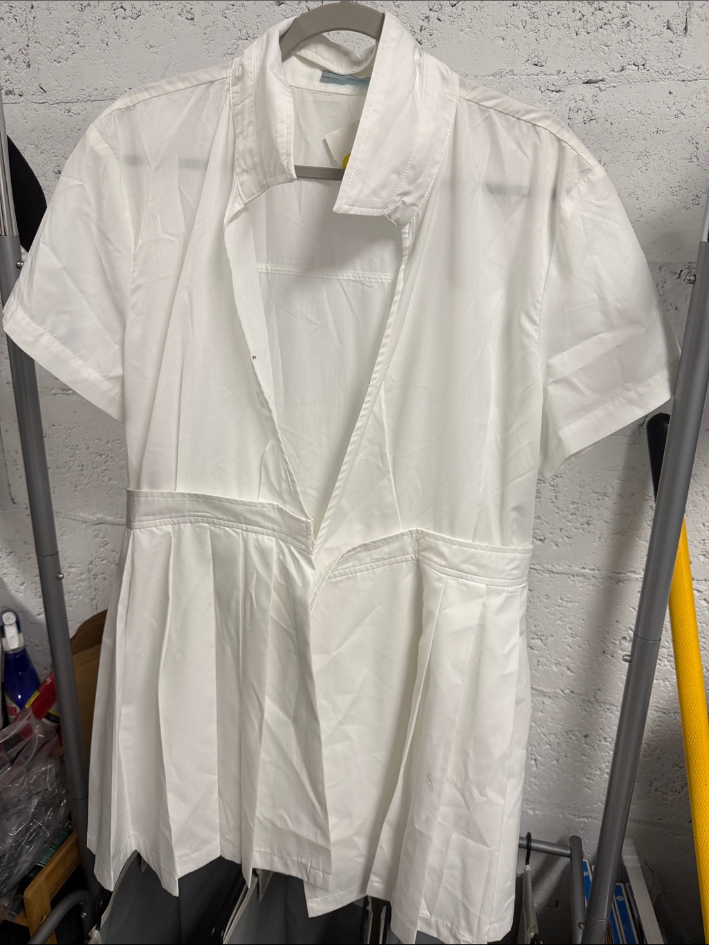 Adelaide White Short Sleeve Pleated Shirt Dress - Nwt Size Large